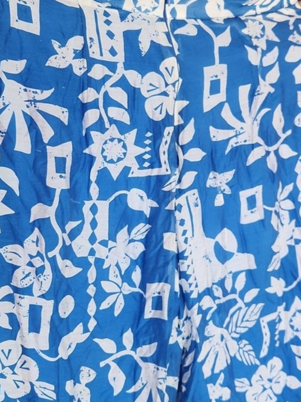 LULUS Sweet Retreat Summer Vacation, Beach, Blue Print Slit Wide-Leg Pants Sz M - Picture 8 of 10